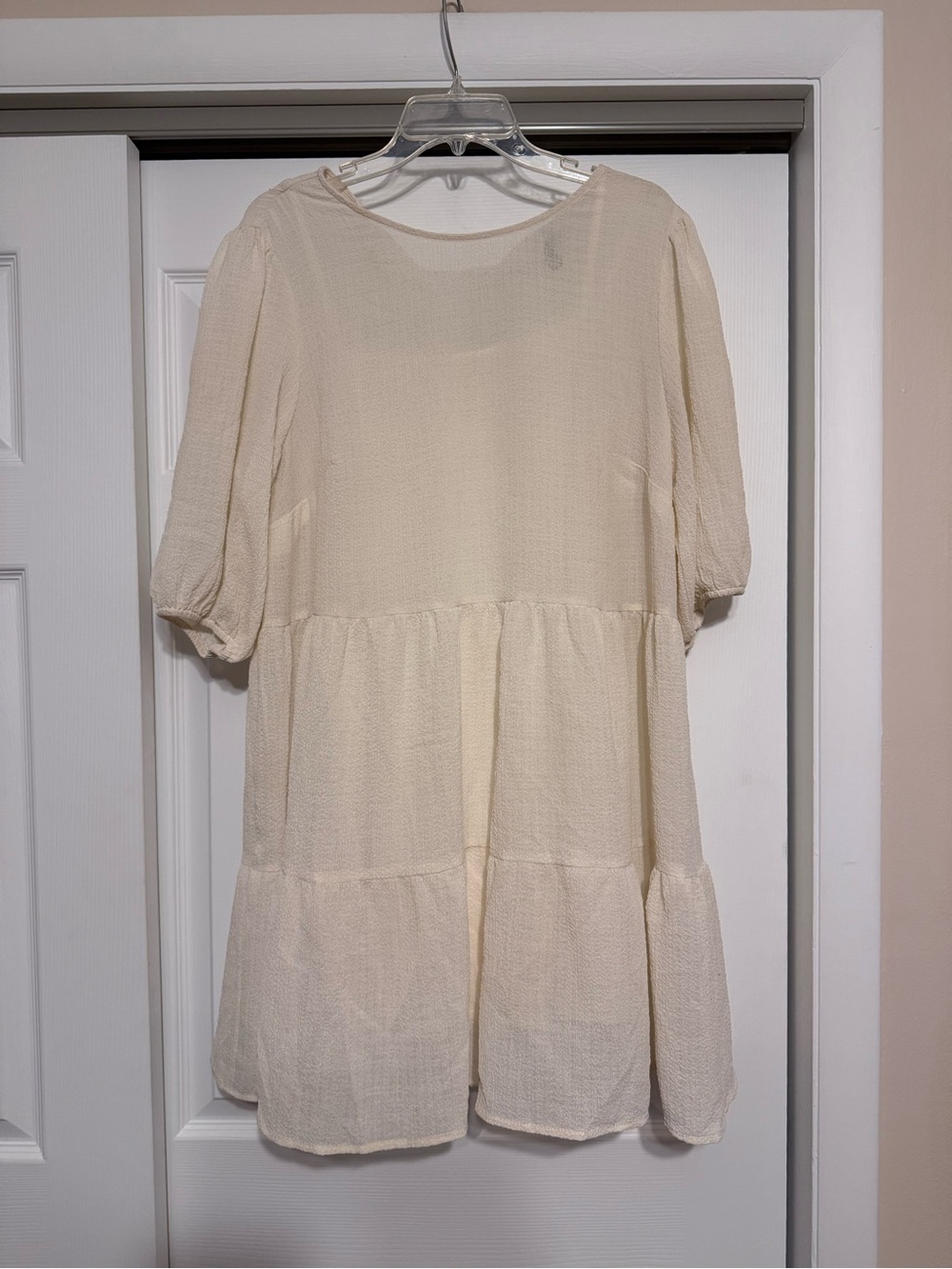 *H&M Divided Cream Textured Tiered Mini Dress - Size Large